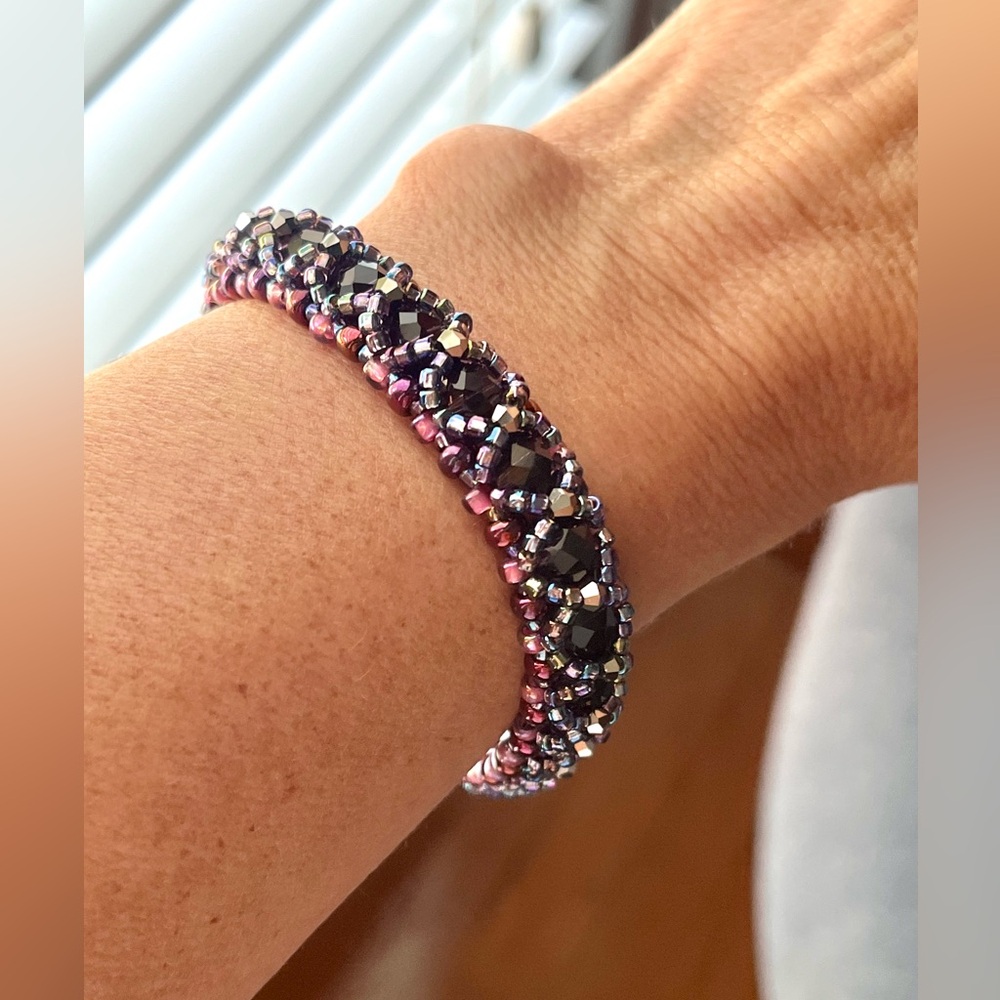 Handmade Looking Glass Bracelet in Shades of Purple